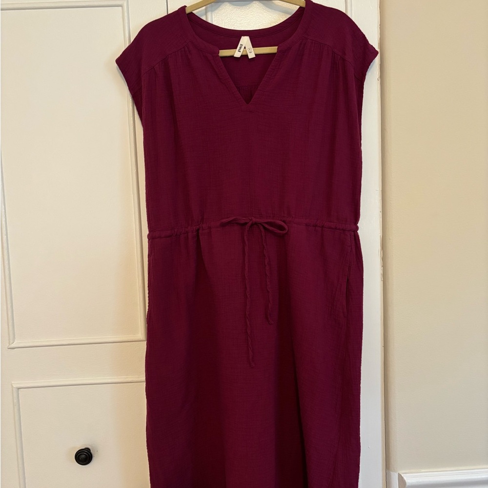 Pact Coastal Double Gauze Tie Waist Midi Dress